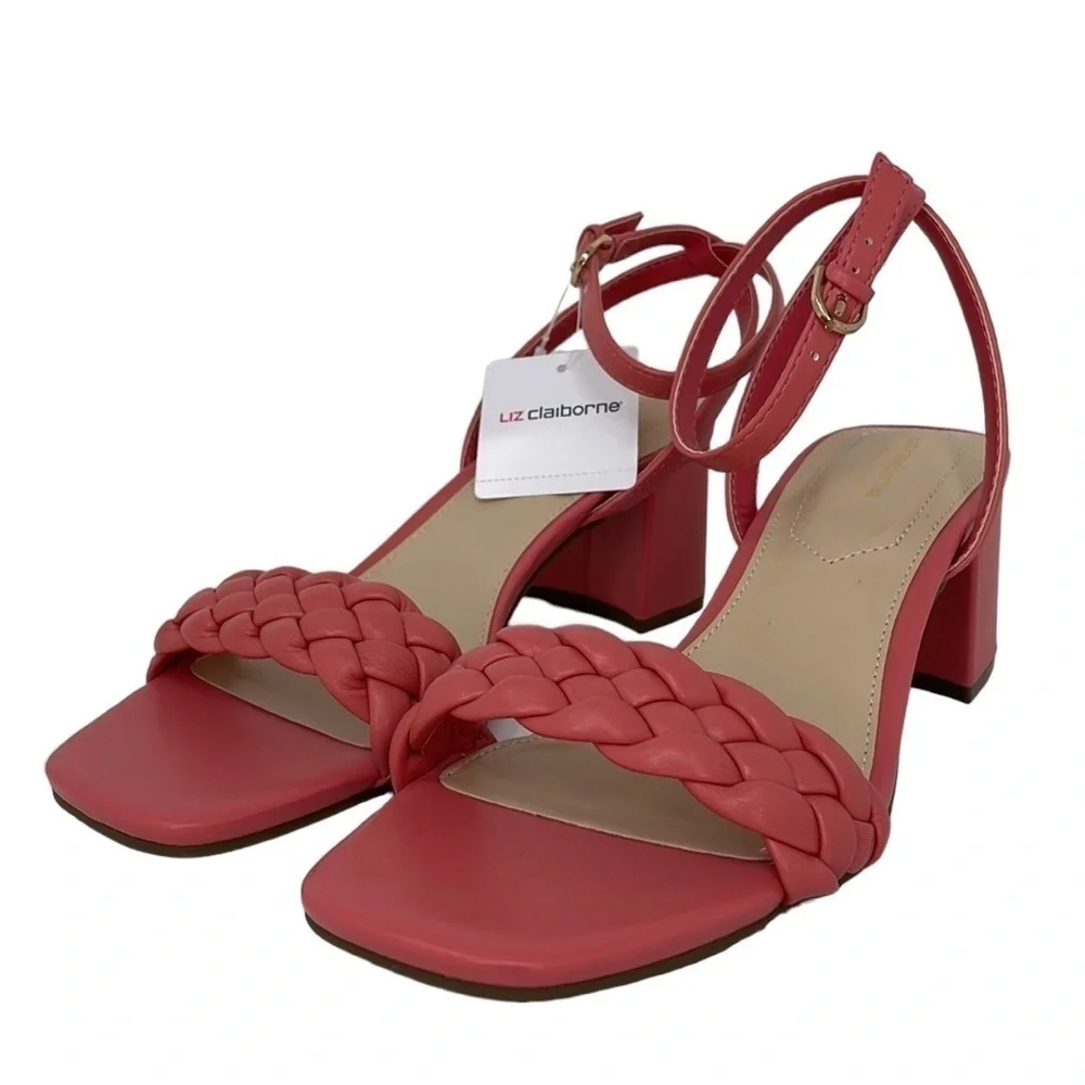 LIZ CLAIBORNE SANDALS NWT Pink Open Toes Strappy Braided 9.5 9 1/2
